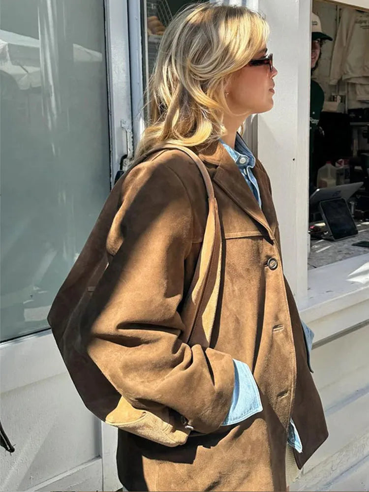 Hannah Jacket | Classic Brown Suede Jacket