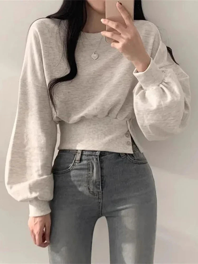 Xalina Sweater | Women’s Autumn Cropped Buttoned Sweater