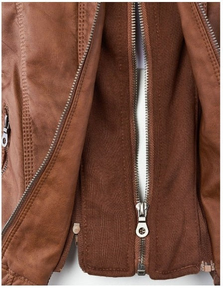 Vianne Jacket | Winter Hooded Faux Leather Zip Jacket