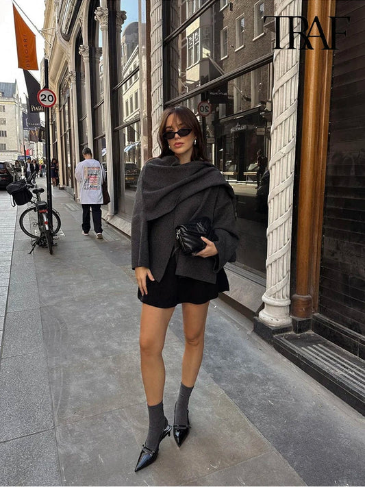 Xenia Jacket | Women’s Autumn Layered Wrap Wool Jacket