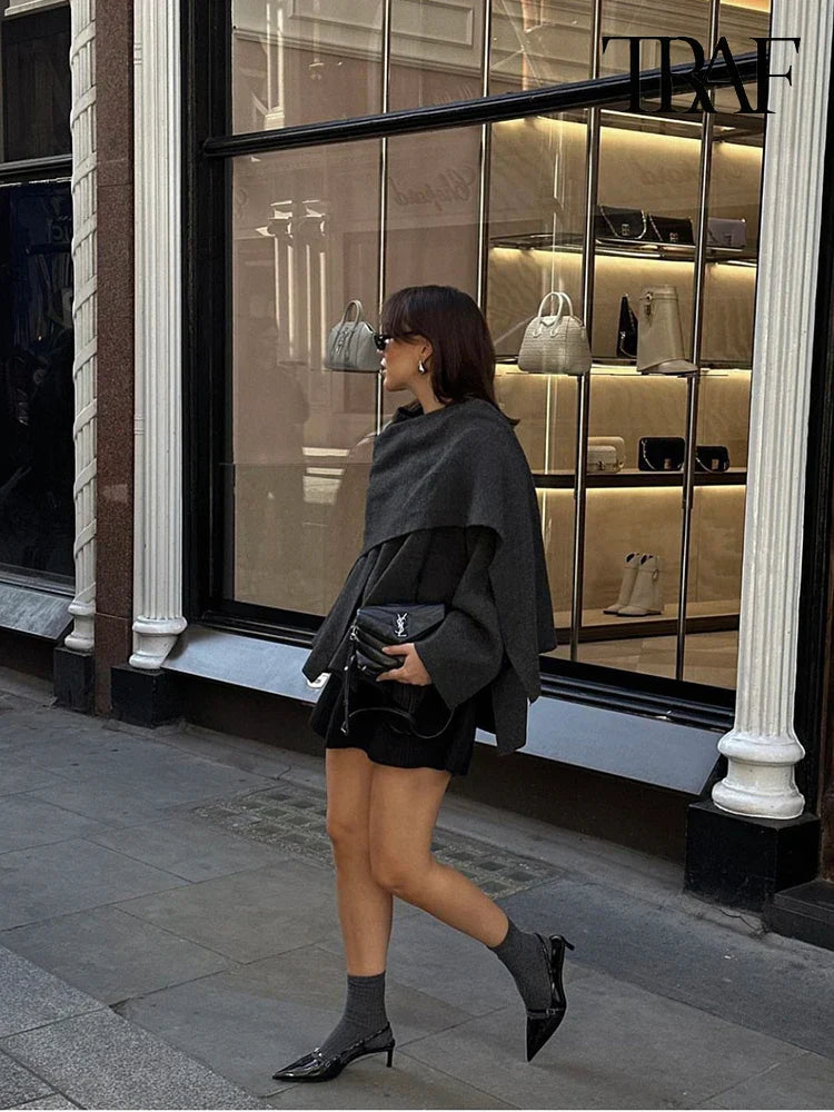 Xenia Jacket | Women’s Autumn Layered Wrap Wool Jacket