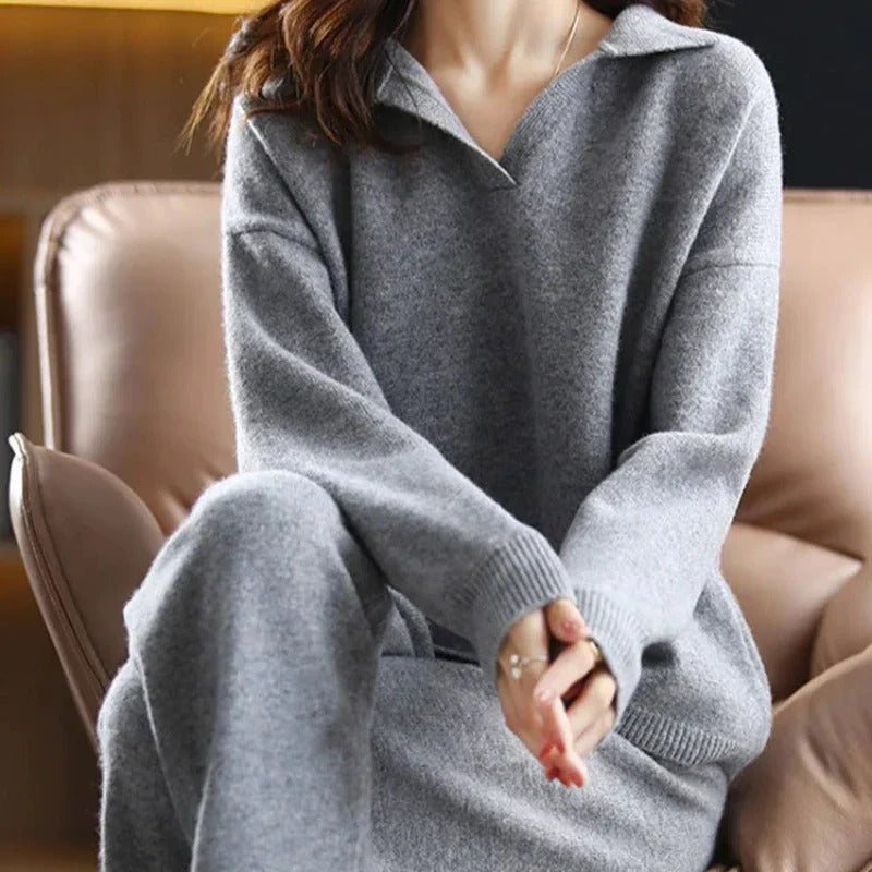 Ira Winter Set | Women's V-Neck Jumper and Pants Set