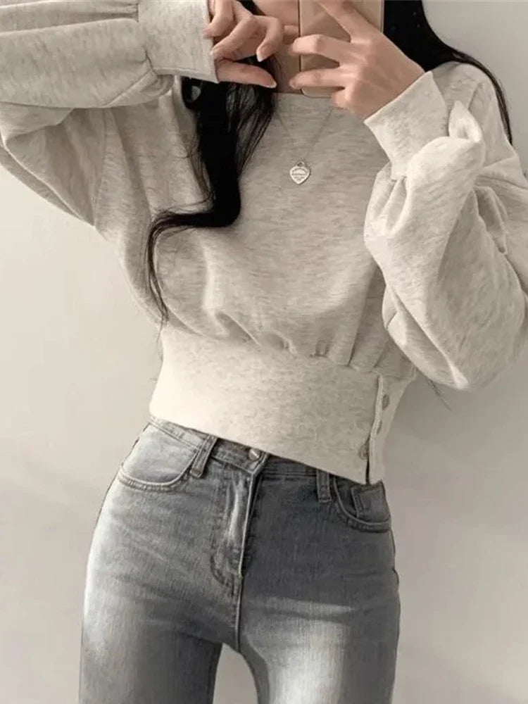 Xalina Sweater | Women’s Autumn Cropped Buttoned Sweater