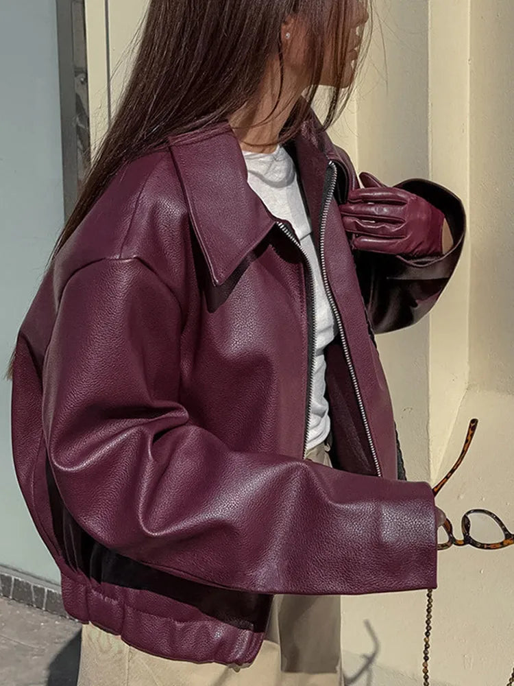 Walentina Jacket | Women’s Winter Faux Leather Zip-Up Jacket
