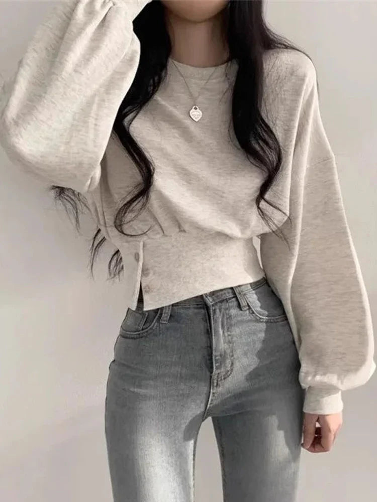 Xalina Sweater | Women’s Autumn Cropped Buttoned Sweater