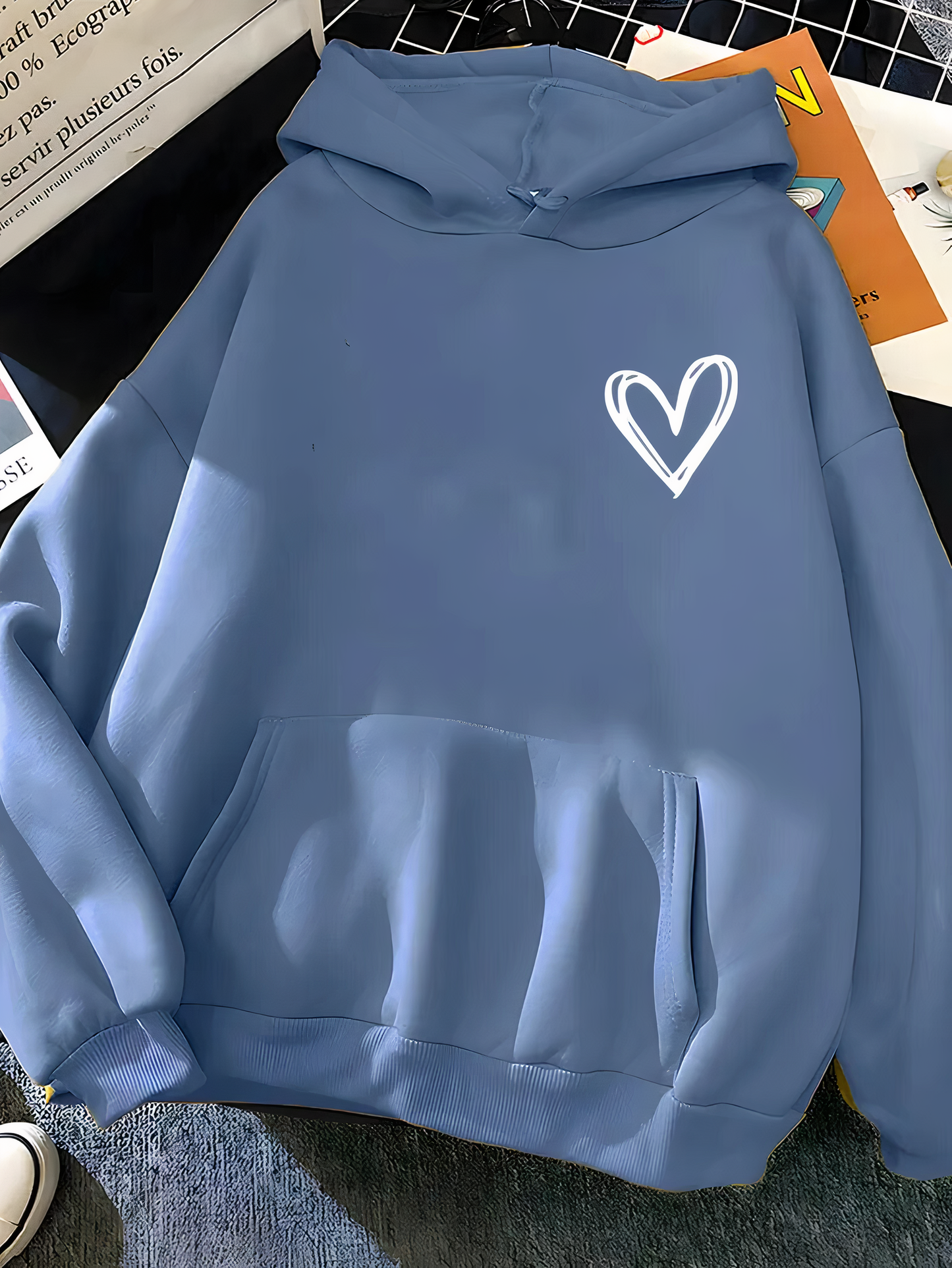 Yaffa Hoodie | Women’s Winter Casual Heart Print Hoodie
