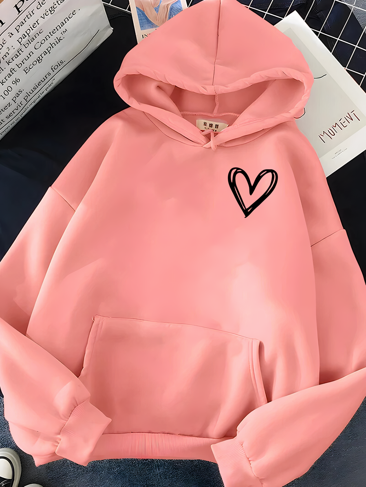 Yaffa Hoodie | Women’s Winter Casual Heart Print Hoodie