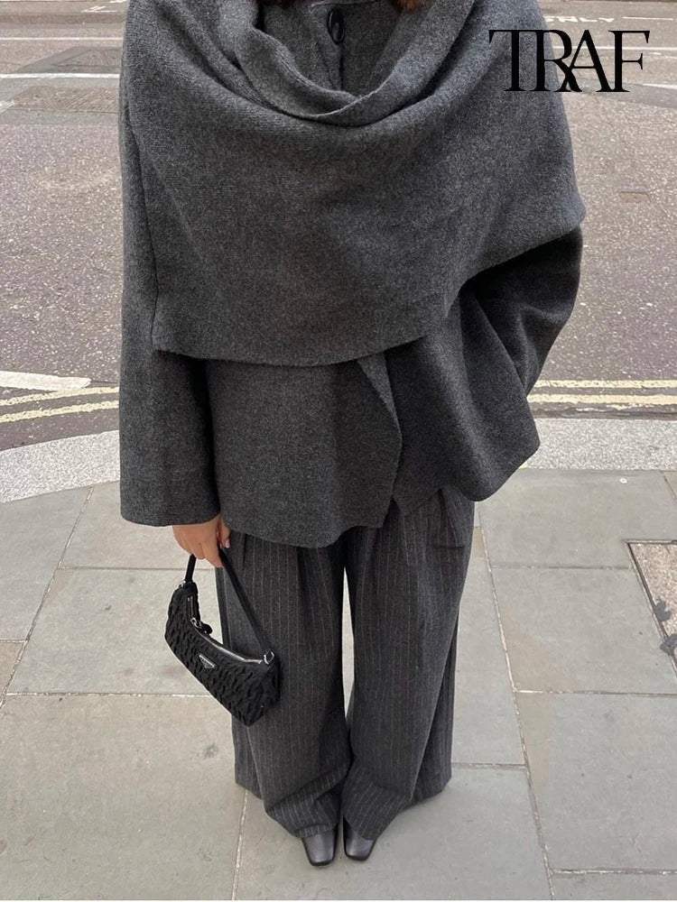 Xenia Jacket | Women’s Autumn Layered Wrap Wool Jacket