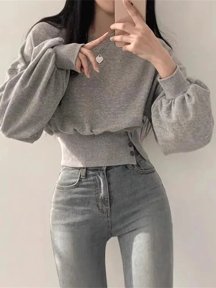 Xalina Sweater | Women’s Autumn Cropped Buttoned Sweater
