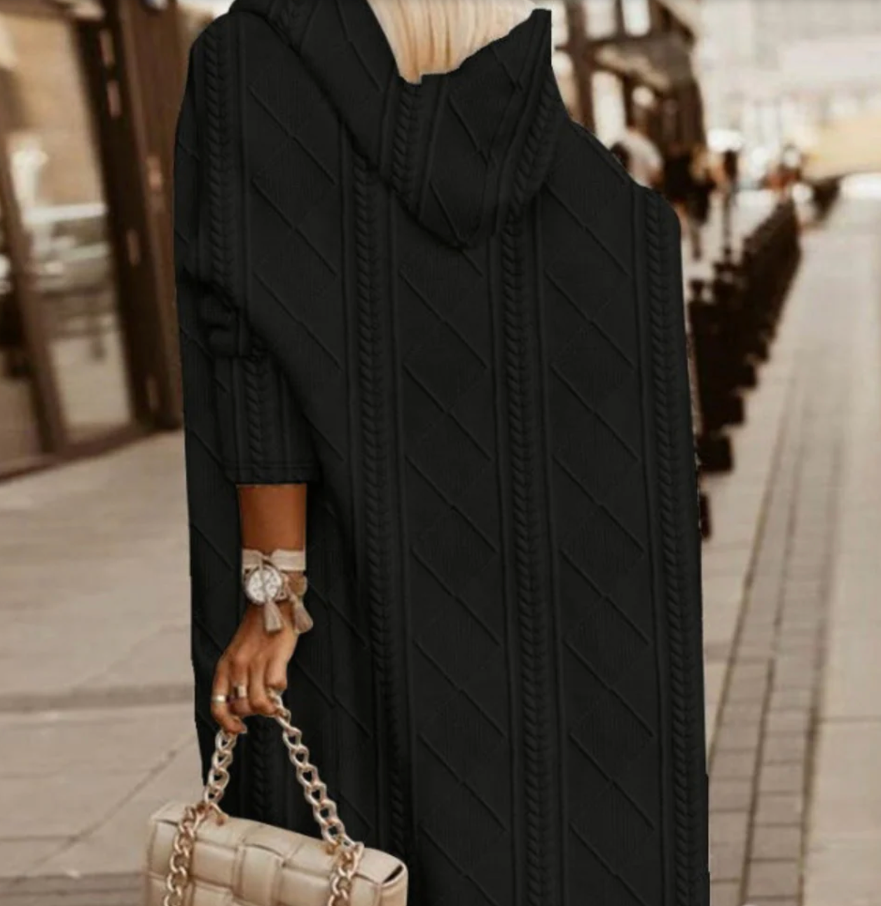 Villette Vest | Winter Long Knitted Hooded Cardigan