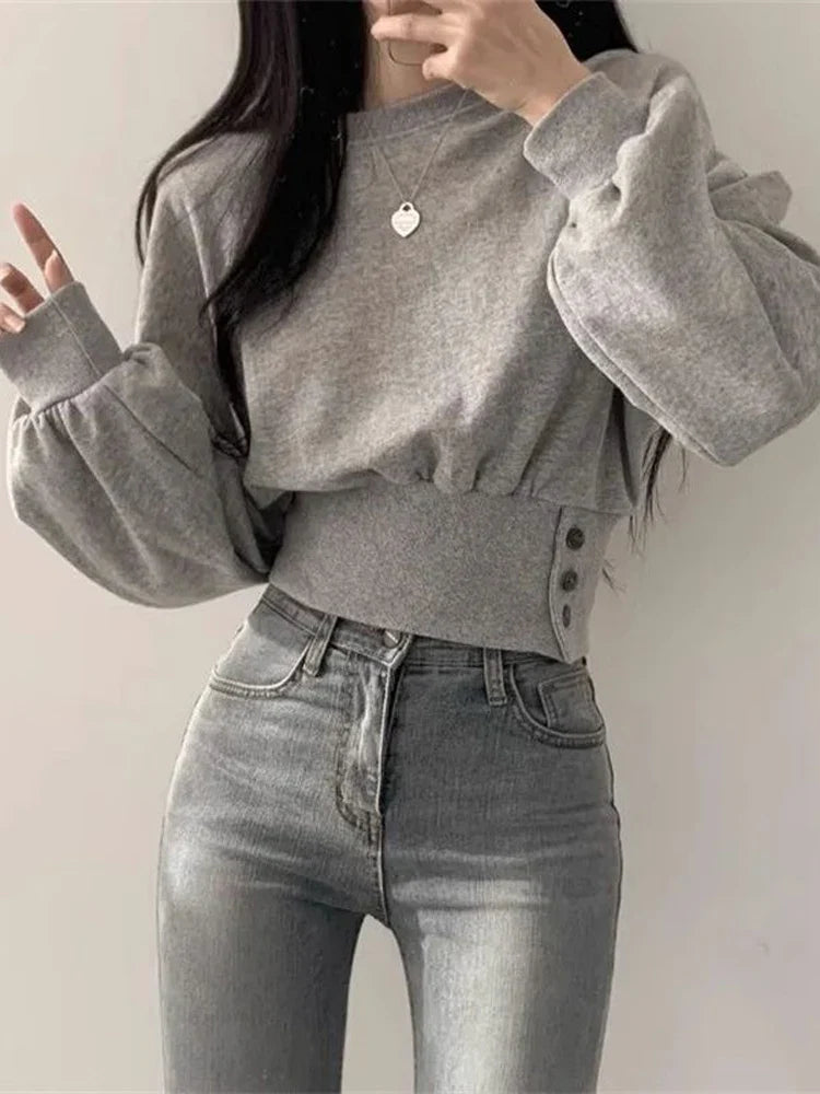 Xalina Sweater | Women’s Autumn Cropped Buttoned Sweater