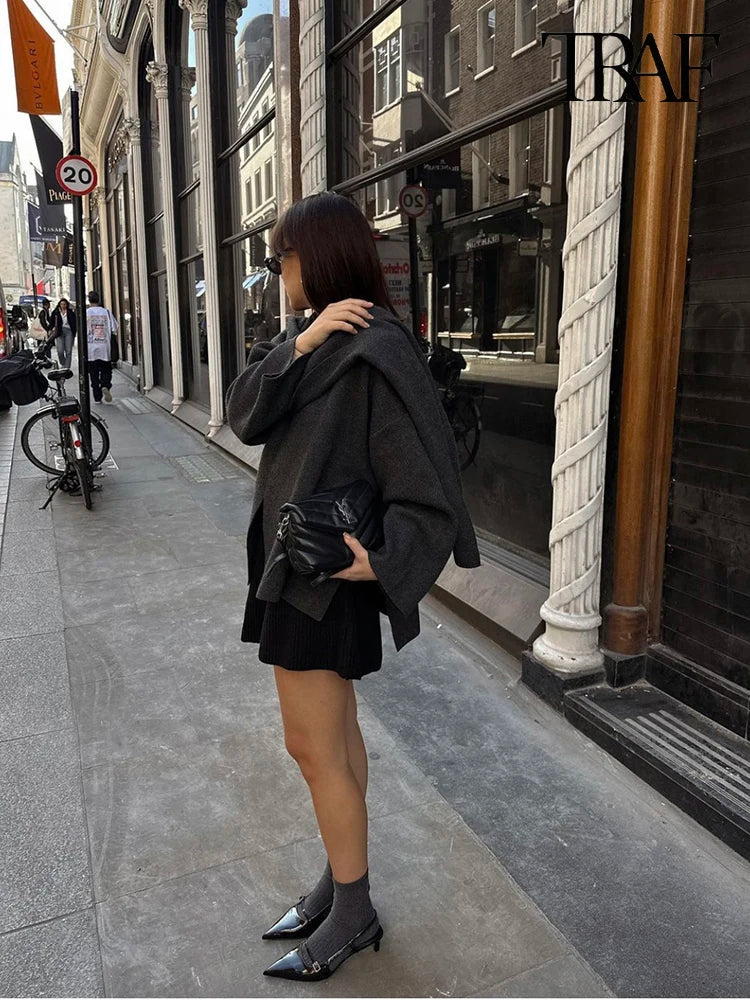 Xenia Jacket | Women’s Autumn Layered Wrap Wool Jacket