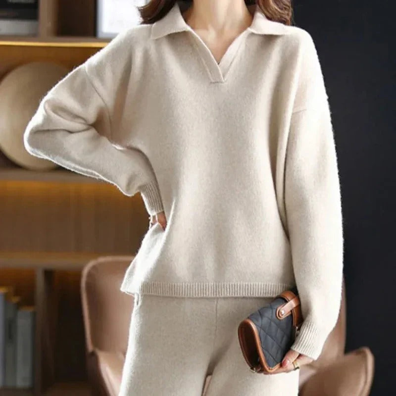 Ira Winter Set | Women's V-Neck Jumper and Pants Set