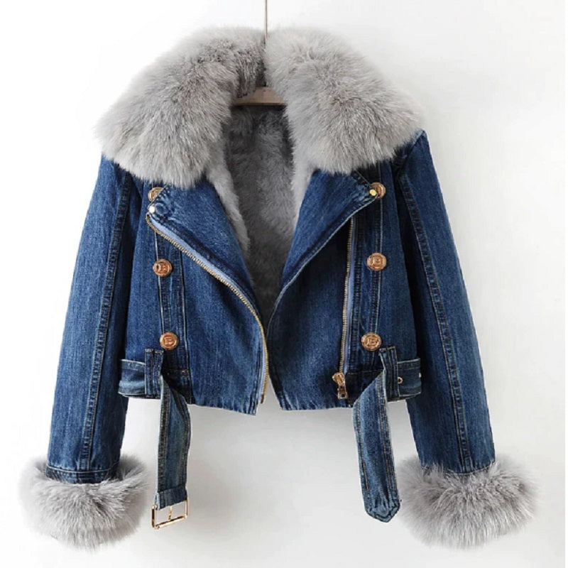 Wythea Jacket | Women’s Winter Denim Jacket with Faux Fur Collar