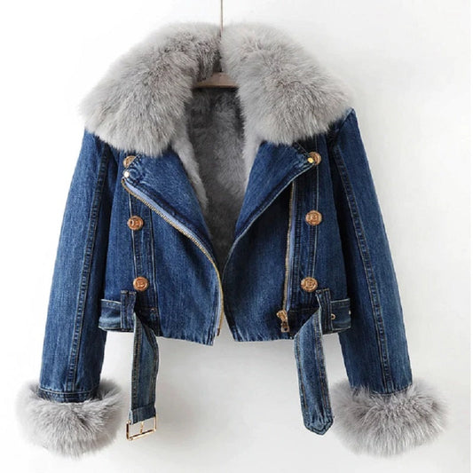 Wythea Jacket | Women’s Winter Denim Jacket with Faux Fur Collar