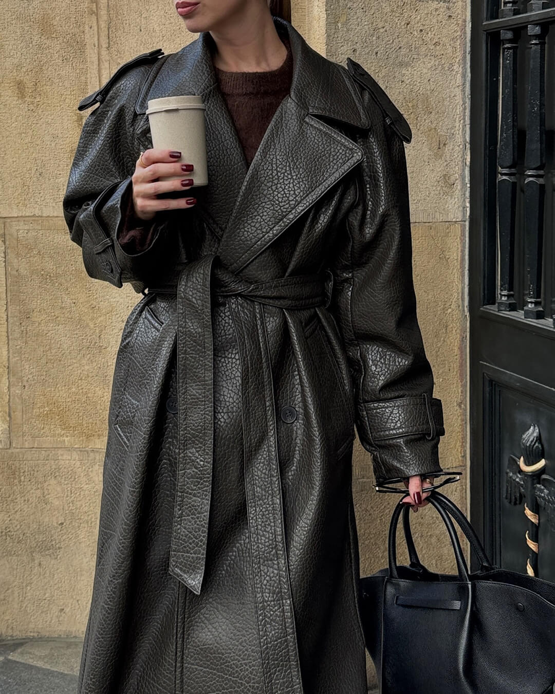 Haelyn Trench Coat | Women’s Winter Belted Leather Trench Coat