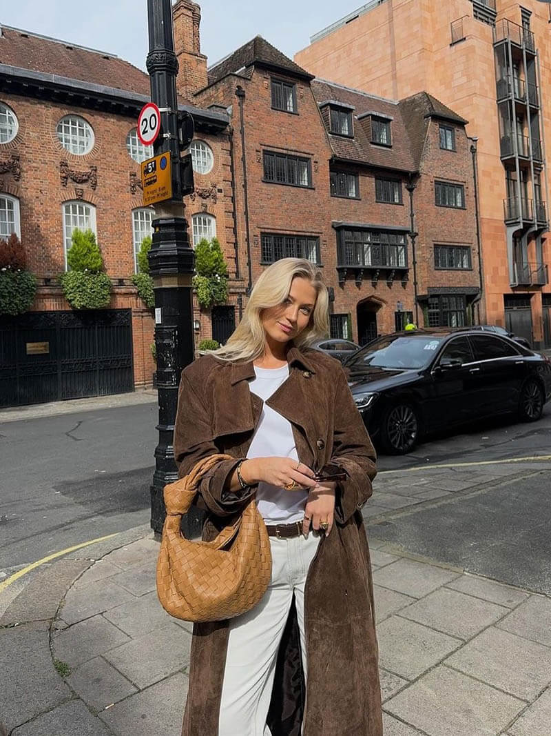 Samra Trench Coat | Autumn Faux Suede Belted Trench Coat