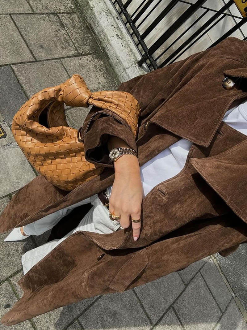 Samra Trench Coat | Autumn Faux Suede Belted Trench Coat