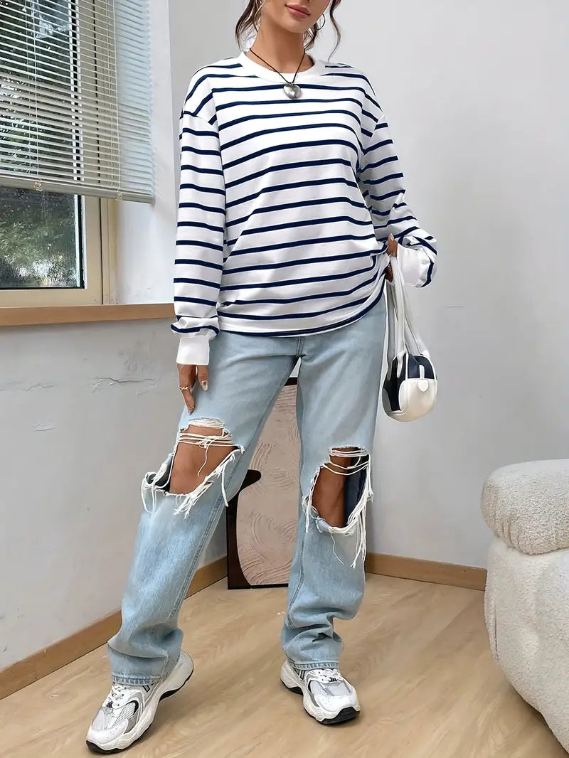 Xayla Sweatshirt | Women’s Winter Striped Casual Pullover