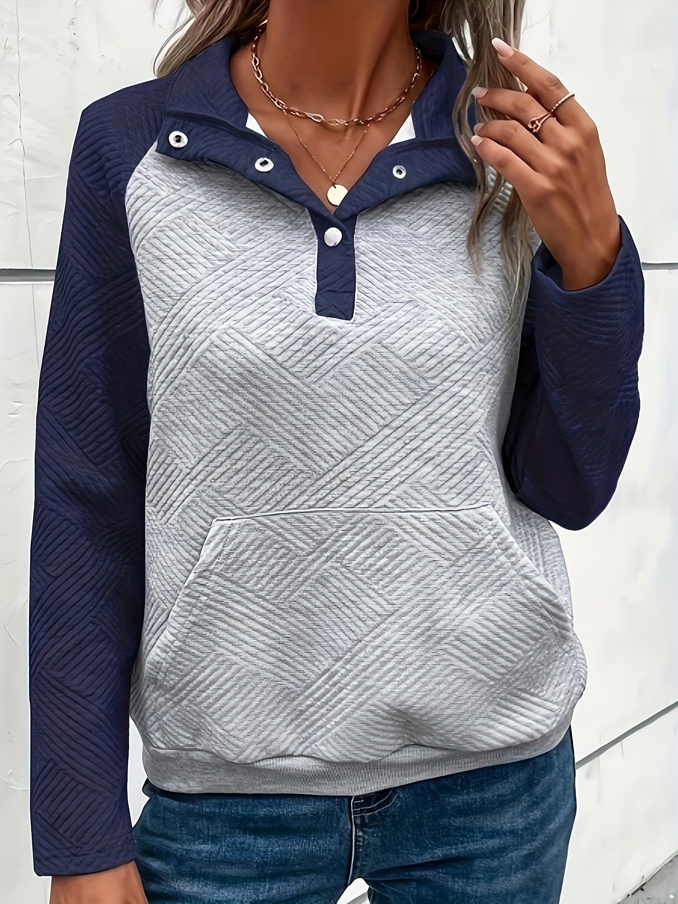 Yalina Pullover | Women’s Autumn Quilted Button-Up Sweatshirt