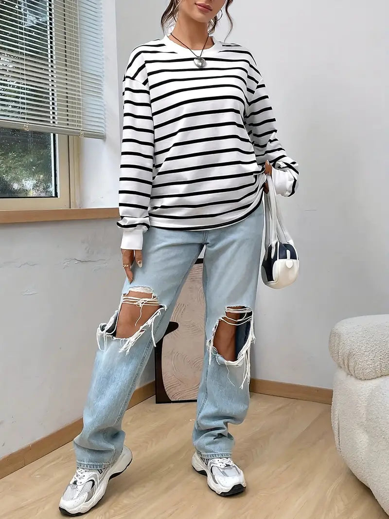 Xayla Sweatshirt | Women’s Winter Striped Casual Pullover