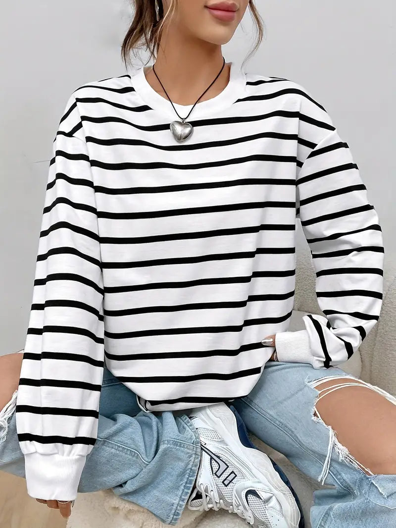 Xayla Sweatshirt | Women’s Winter Striped Casual Pullover