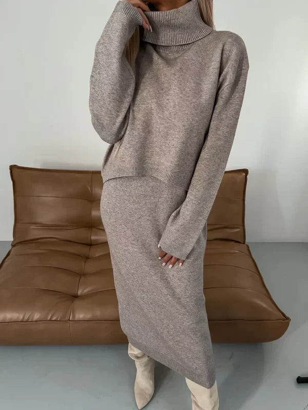 Tommie Dress | Autumn Knitted Turtleneck Midi Dress