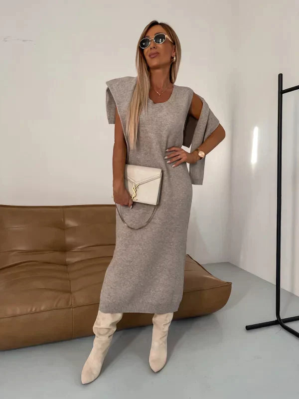 Tommie Dress | Autumn Knitted Turtleneck Midi Dress