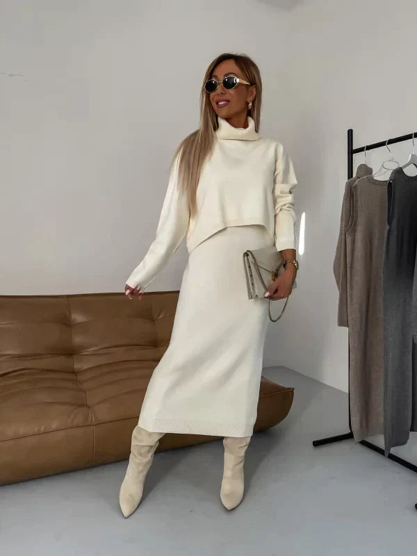 Tommie Dress | Autumn Knitted Turtleneck Midi Dress