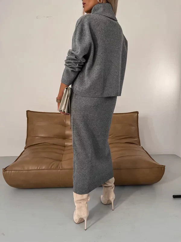 Tommie Dress | Autumn Knitted Turtleneck Midi Dress