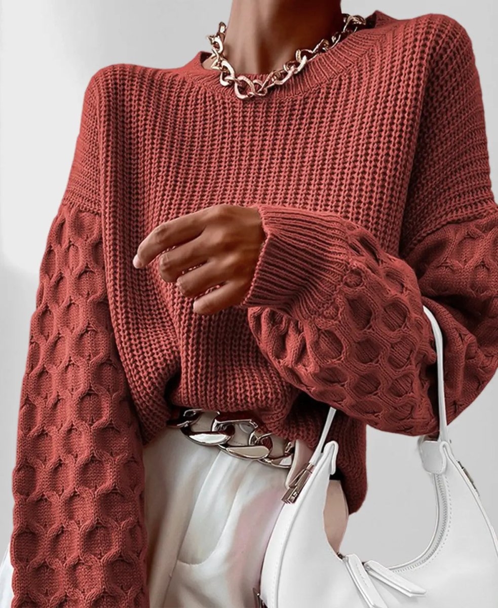 Velma Jumper | Autumn Textured Knit Jumper with Balloon Sleeves