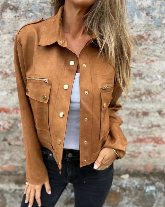 Emilia Jacket | Women’s Winter Suede-Style Short Jacket
