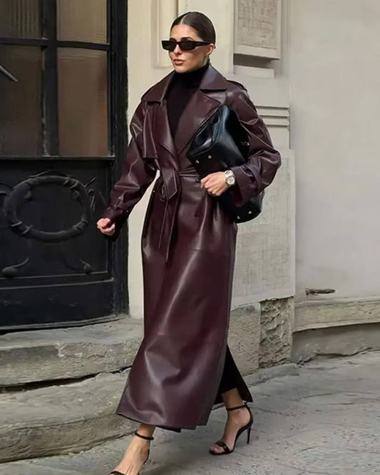 Hadley Trench Coat | Women’s Winter Faux Leather Trench Coat