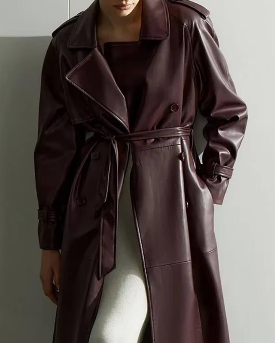 Hadley Trench Coat | Women’s Winter Faux Leather Trench Coat