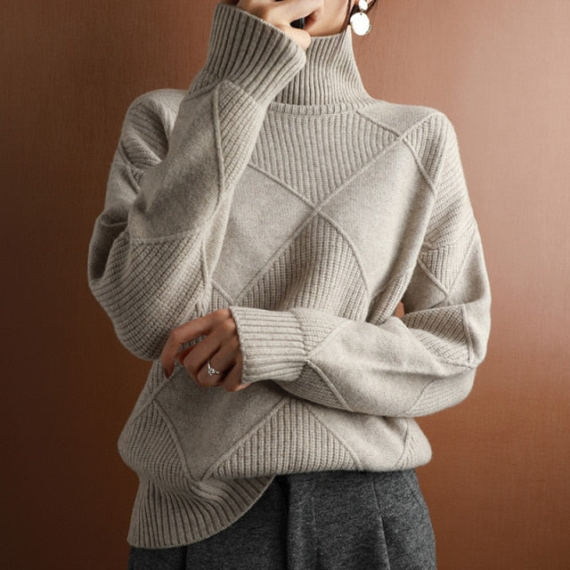 Ginny Sweater | Geometric Pattern Turtleneck Sweater