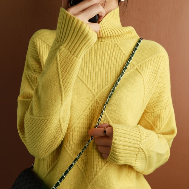Ginny Sweater | Geometric Pattern Turtleneck Sweater