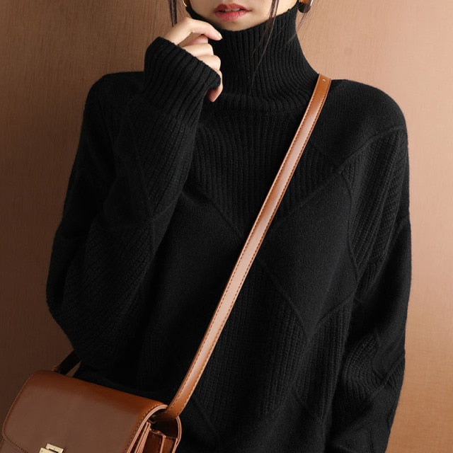 Ginny Sweater | Geometric Pattern Turtleneck Sweater
